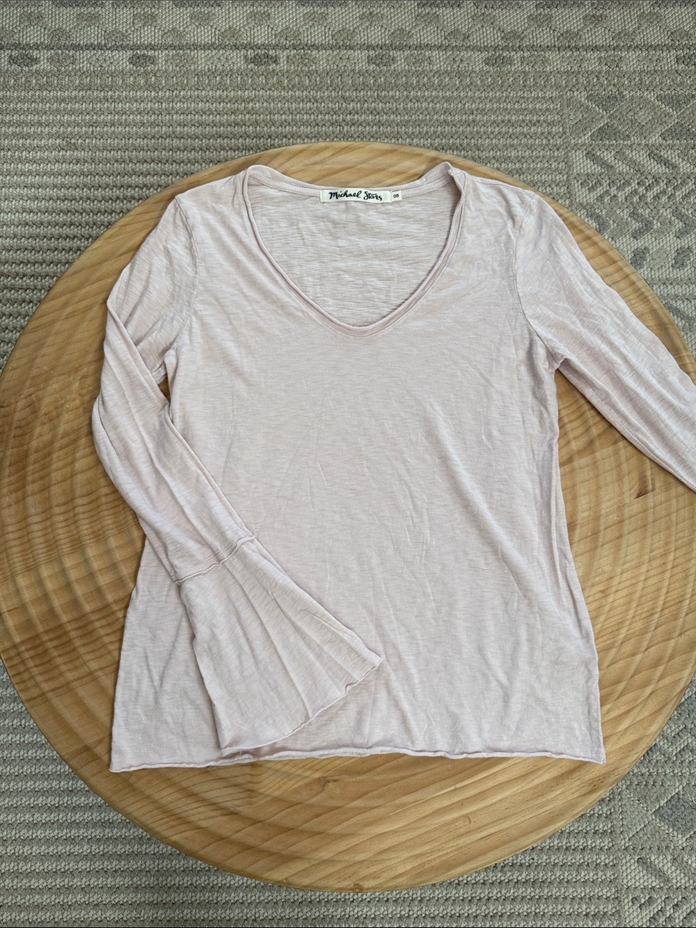 NWOT Michael Stars Light Blush V-Neck Long Sleeve Top